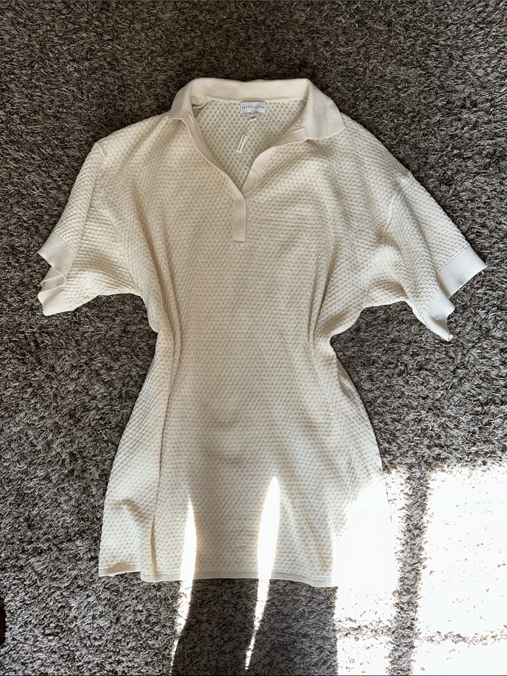 Pretty Lavish NWT collared crochet white mini dress women’s large